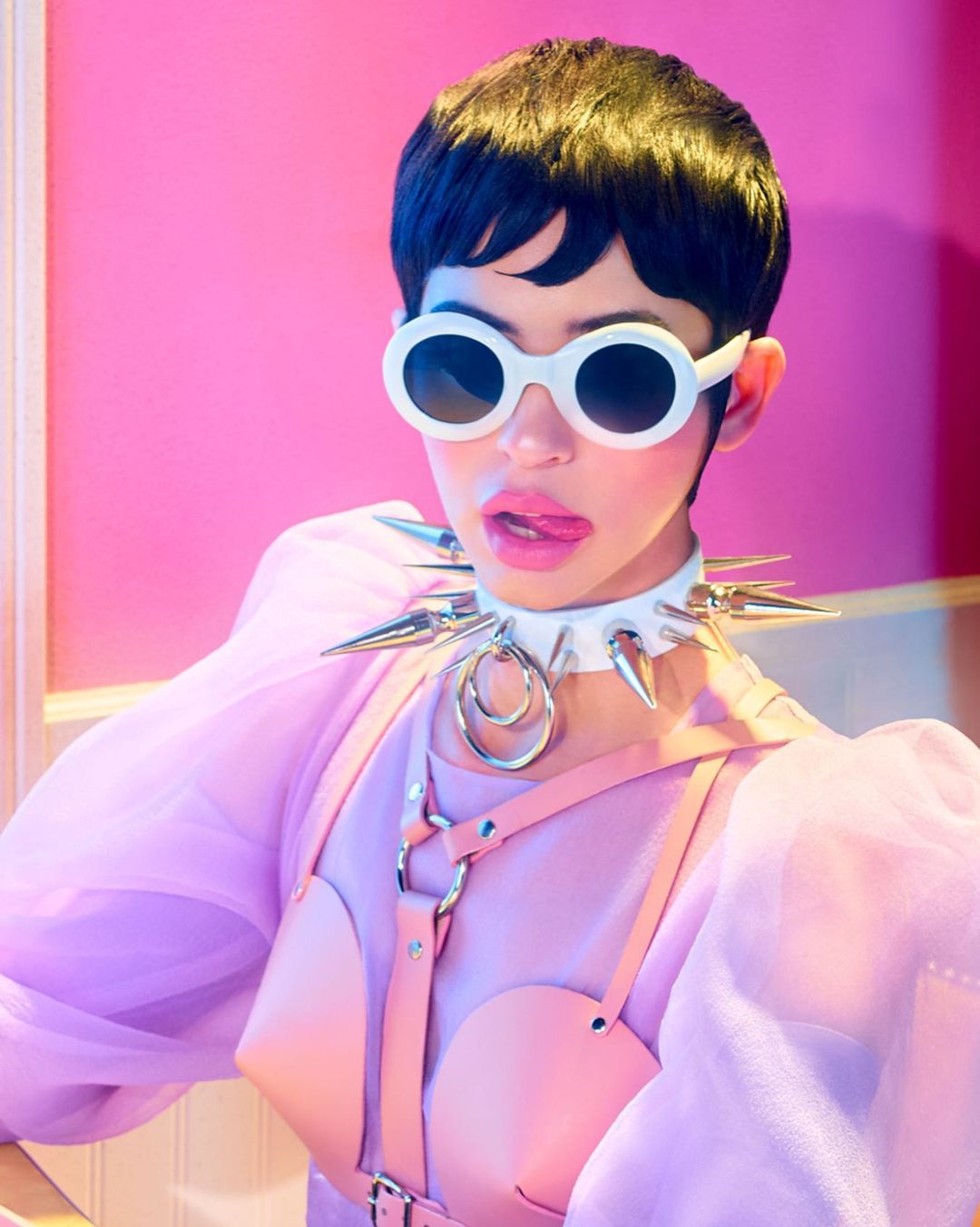 XXL Spikes & Rings Choker WHITE