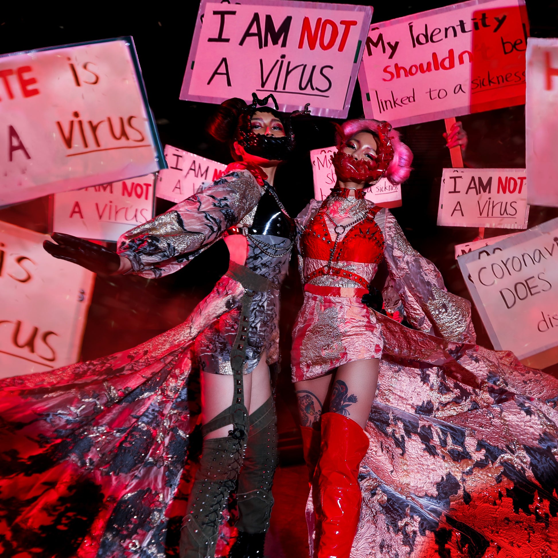 'HATE IS A VIRUS' HARNESS BRA