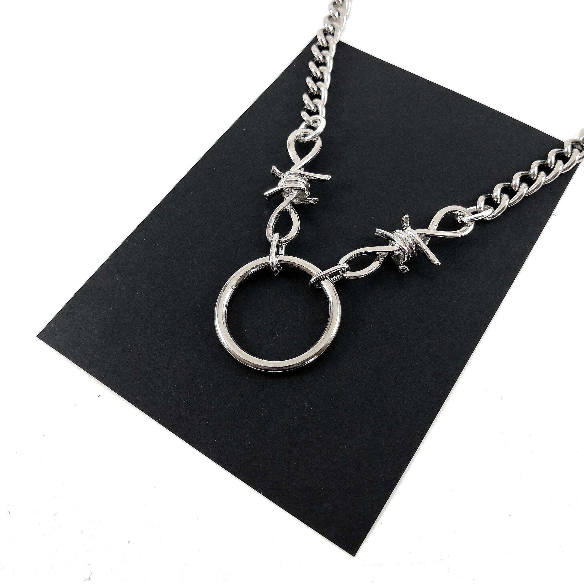 Barbed Wire Ring & Chain Necklace
