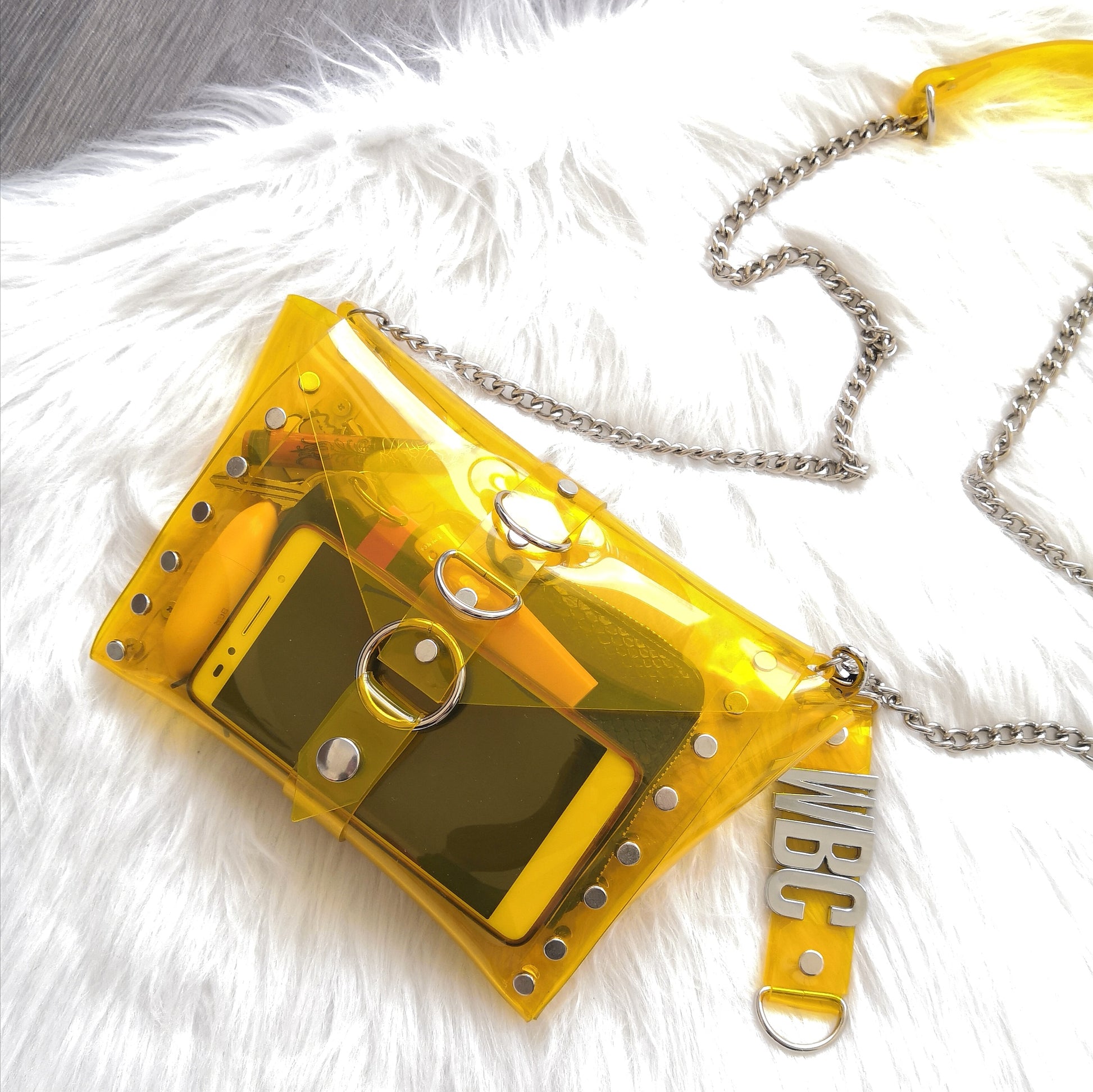 Yellow shoulder handbag