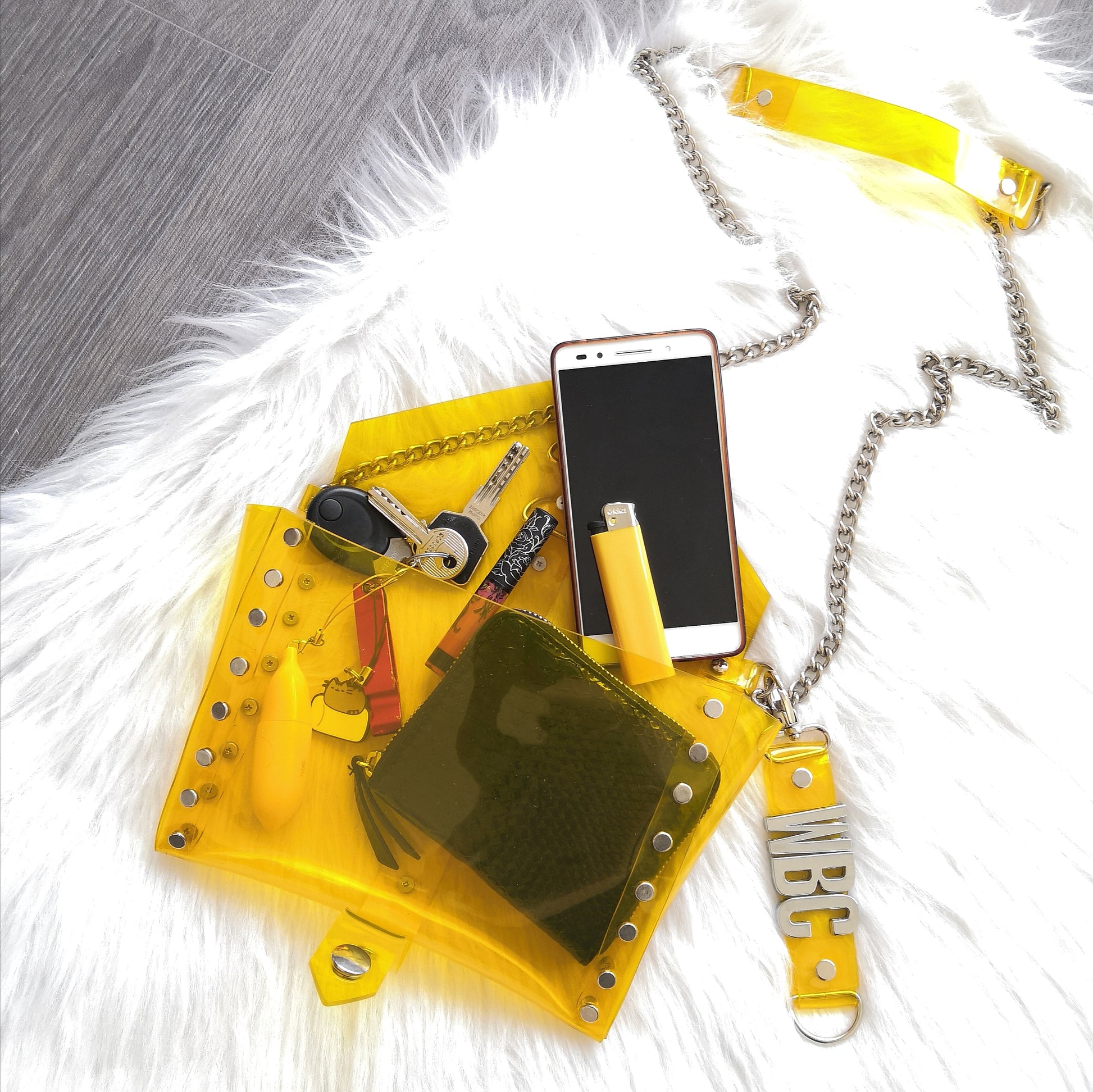 Yellow shoulder handbag