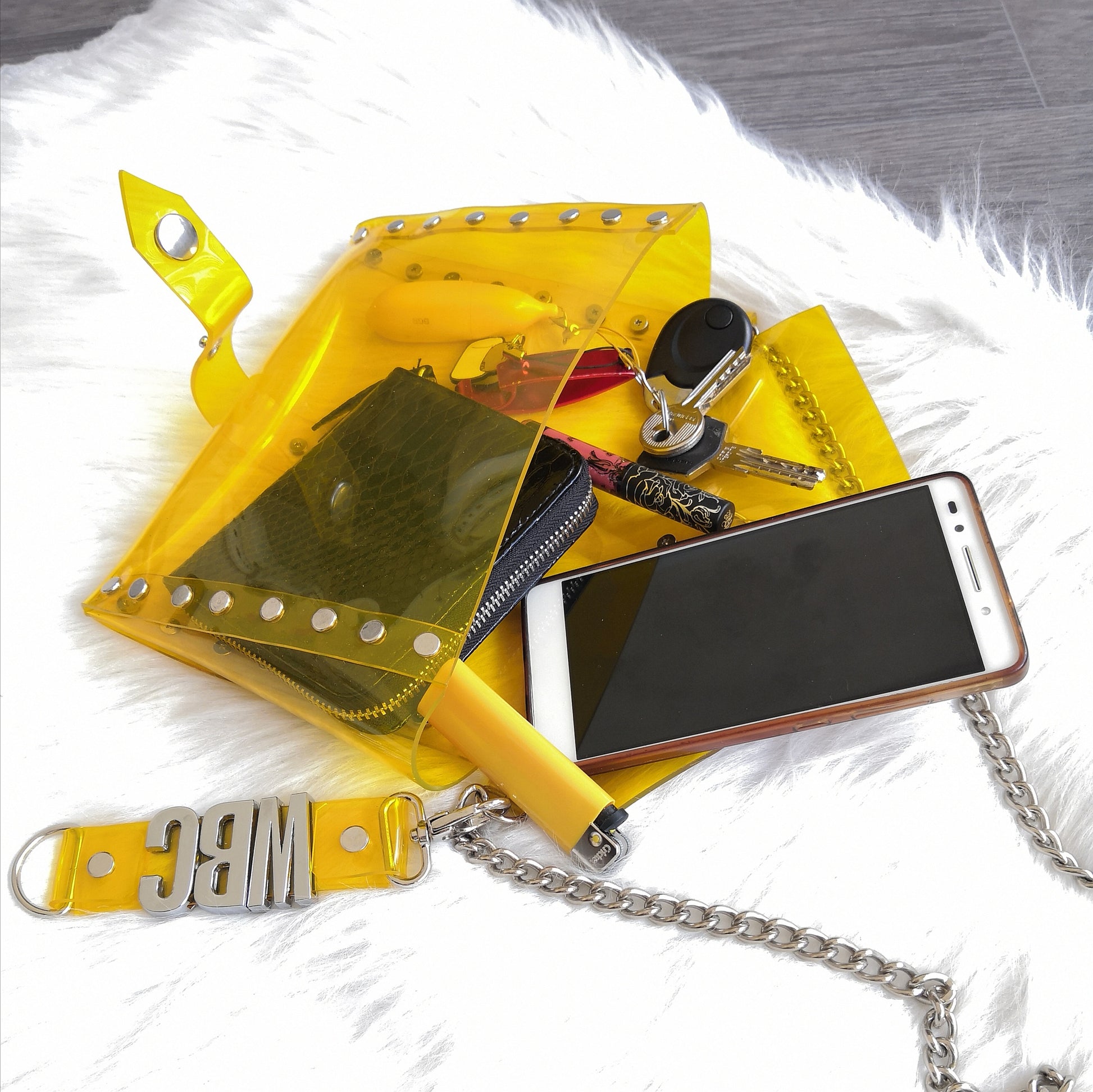 Yellow shoulder handbag