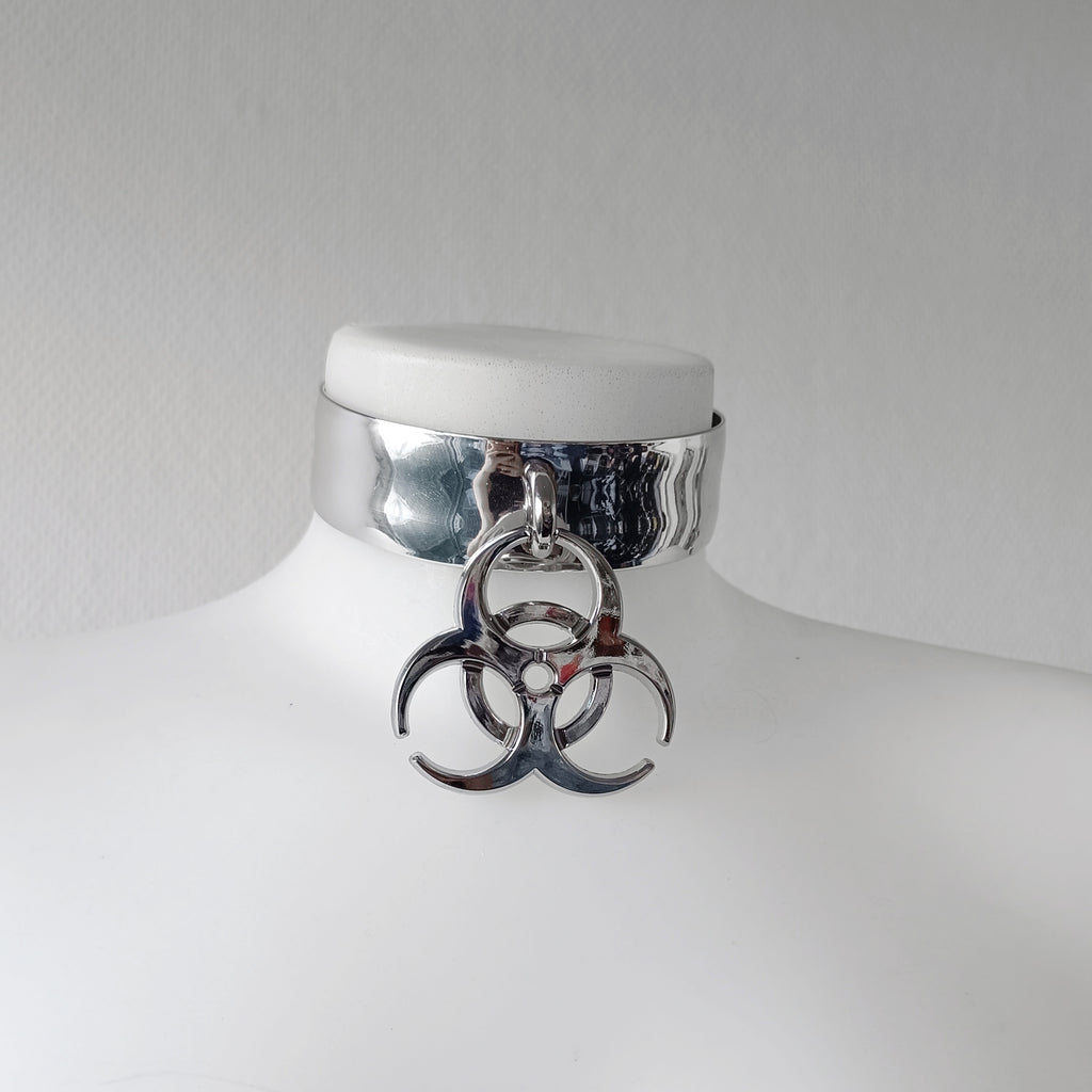 Biohazard choker (metallic)
