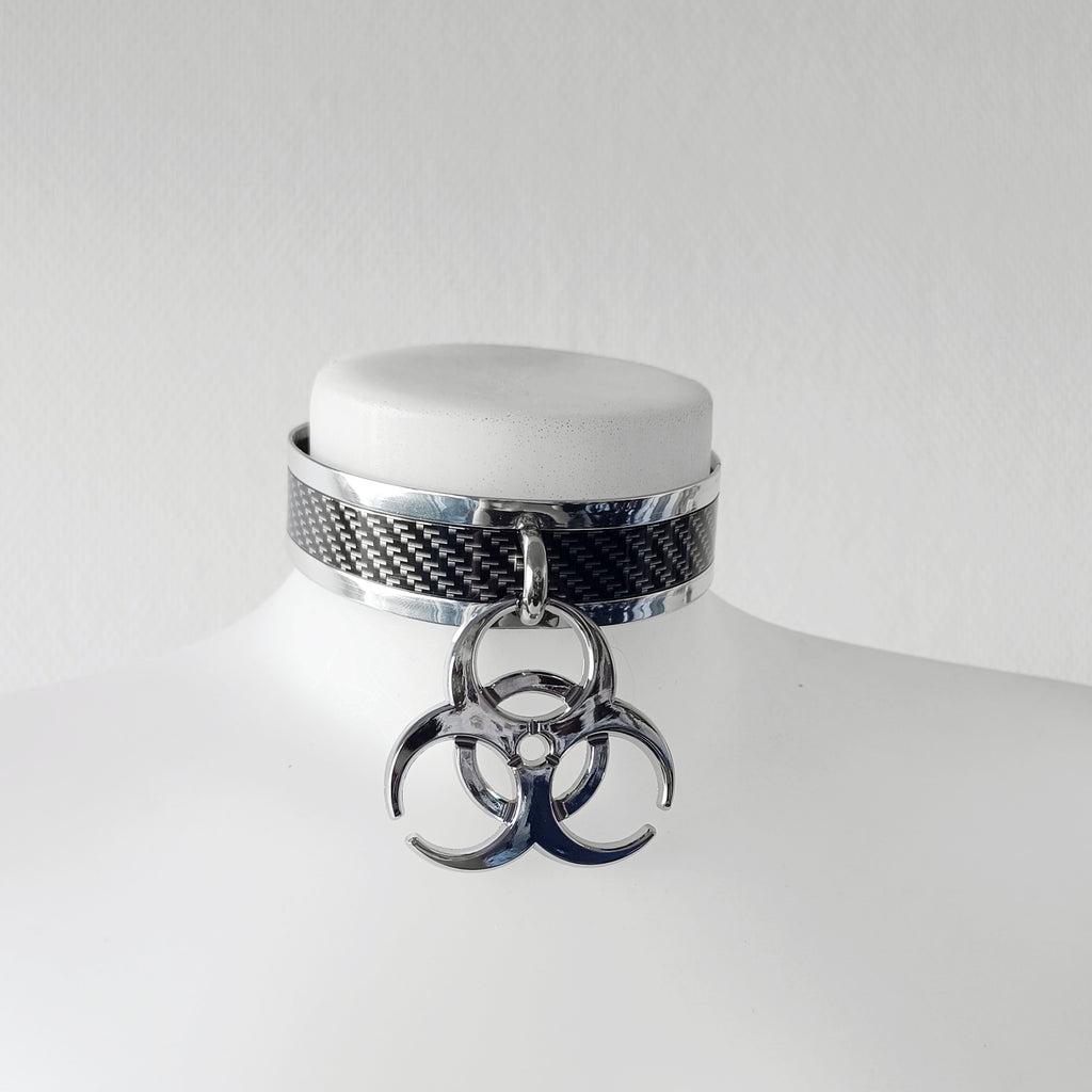 Biohazard choker (metallic)