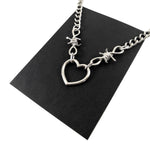 Barbed Wire Heart & Chain Necklace