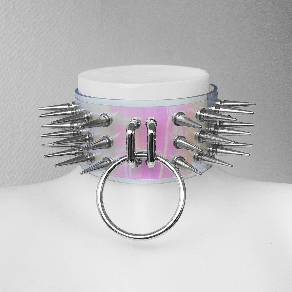 Multi spikes ring collar (iridescent version)